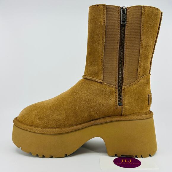 UGG Women's Classic Twin Seam New Heights Chestnut Suede Boots 1158313 Size 7 - Picture 8 of 12